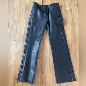 Calvin Klein Calfskin studded Leather pant Runway Sample 48 Euro M Lenny Kravitz